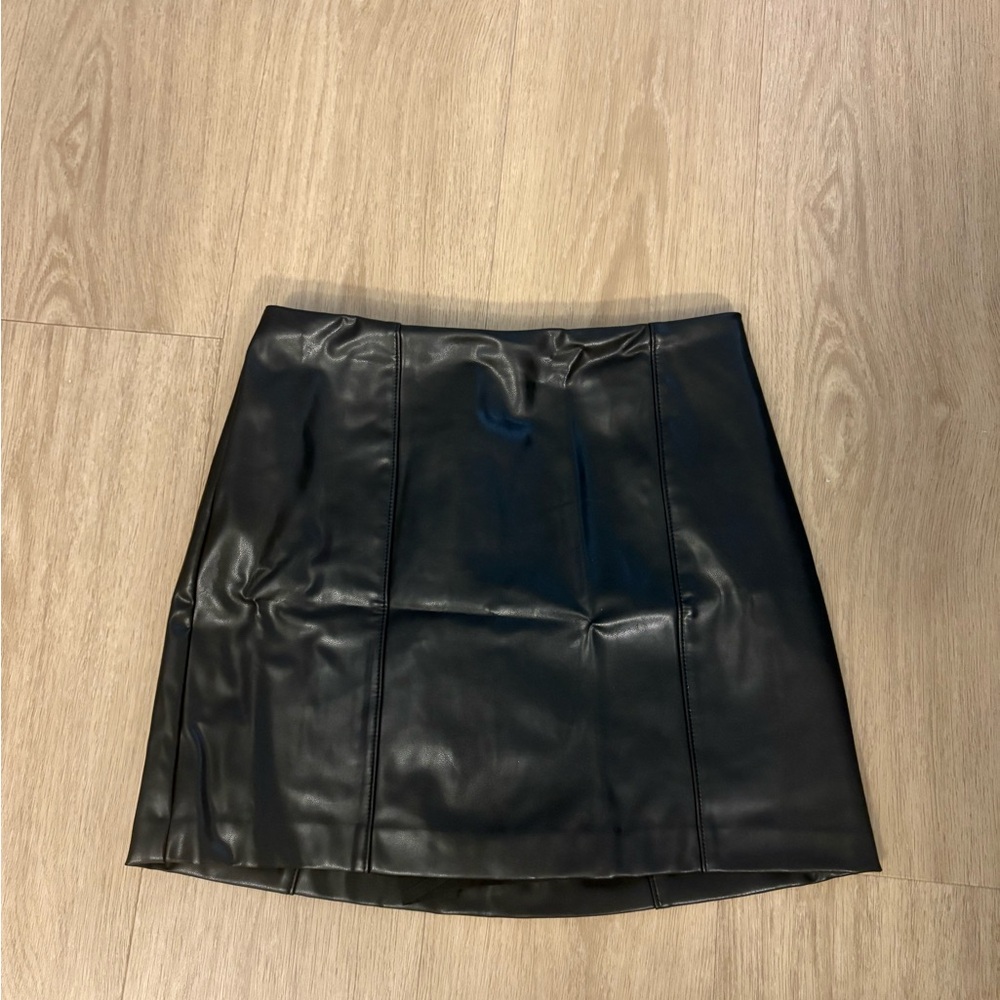 Abercrombie & Fitch Black Faux Leather Mini Skirt